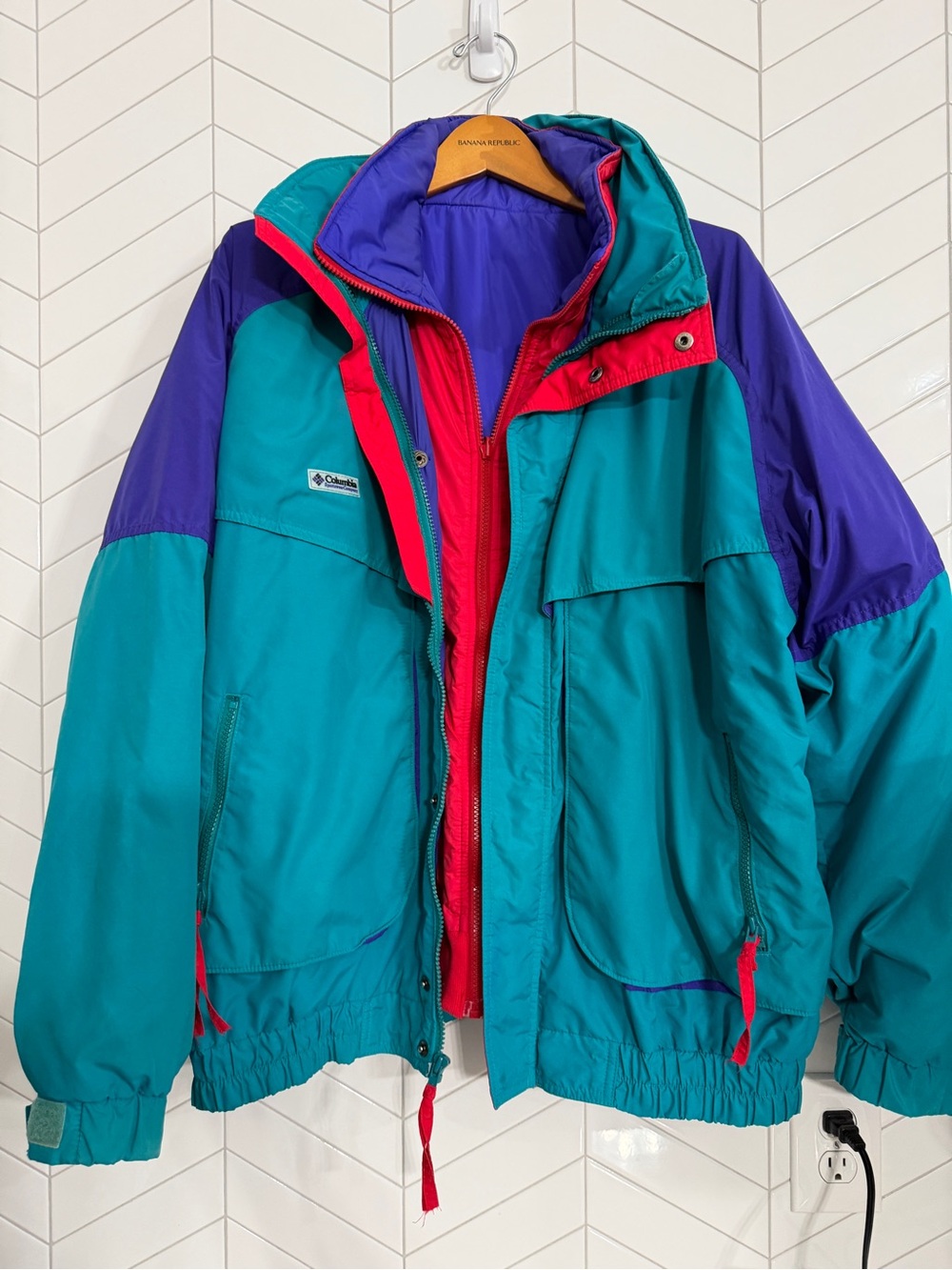 Vintage Men,s 90s Columbia Powder Keg 3-in-1 Ski Jacket Men’s L Colorblock